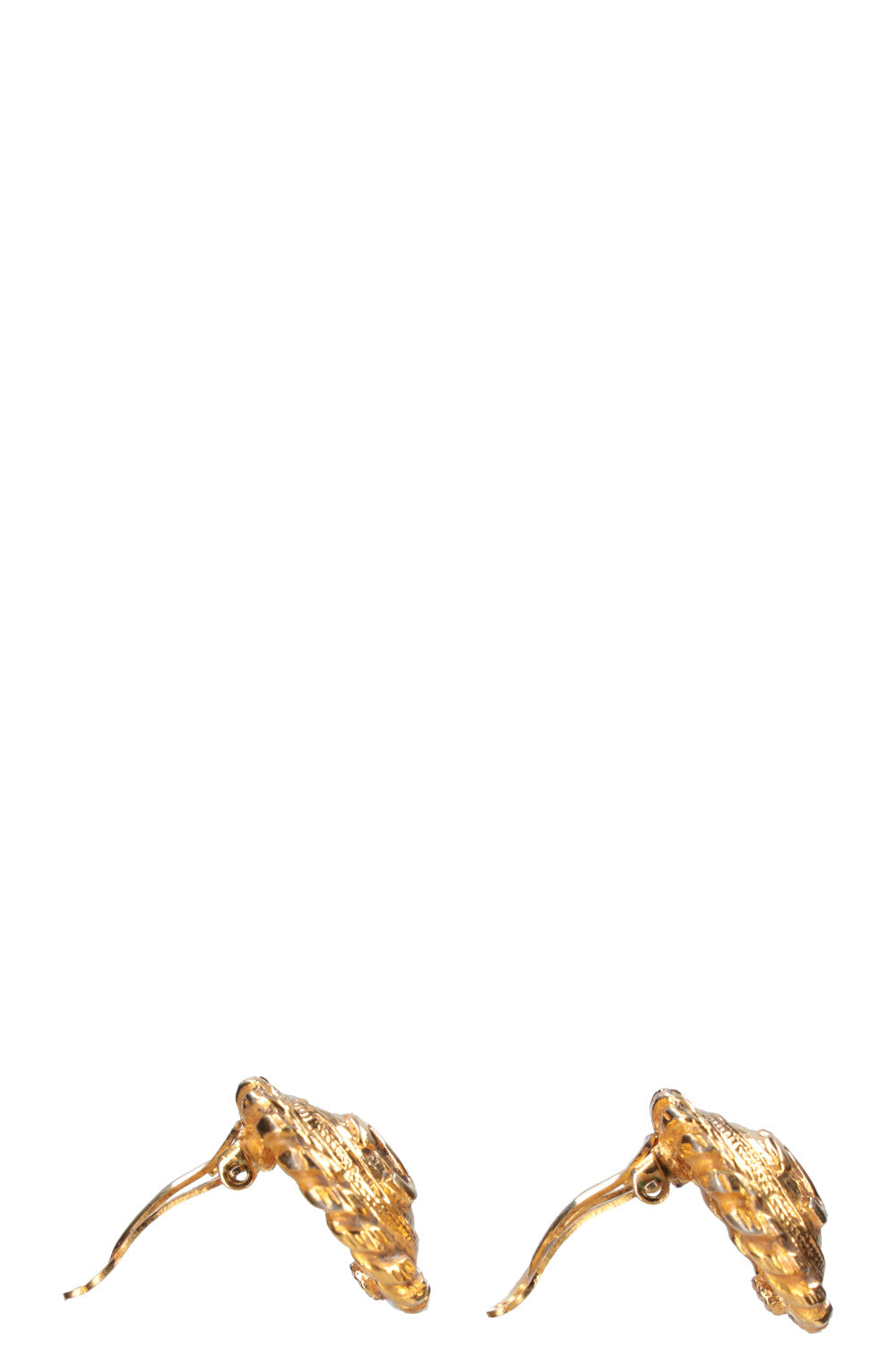 CHANEL Gold CC Clip Earrings Gold