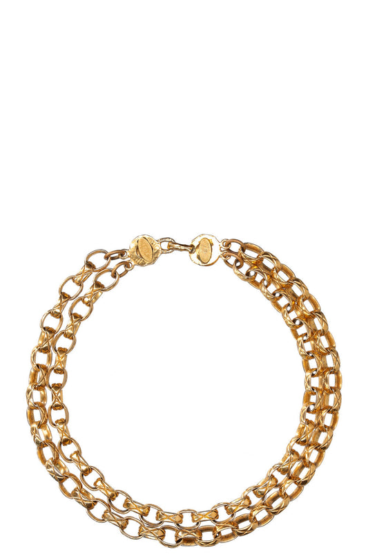 CHANEL Matelassé Chain Necklace Gold