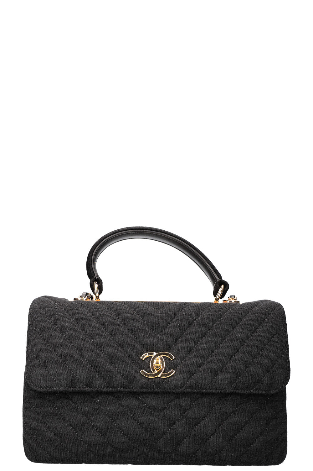 CHANEL Medium Trendy Bag Chevron Jersey Black