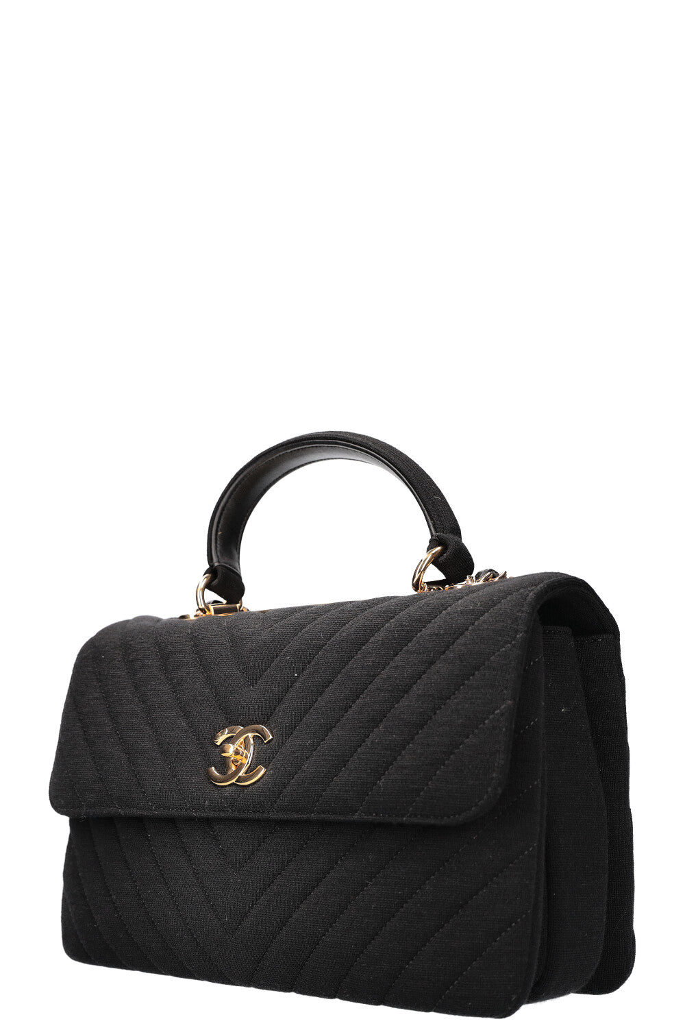 CHANEL Medium Trendy Bag Chevron Jersey Black
