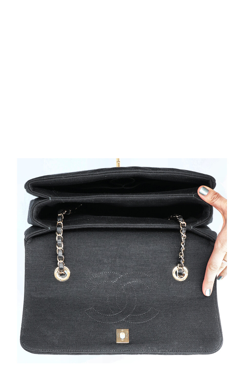CHANEL Medium Trendy Bag Chevron Jersey Black