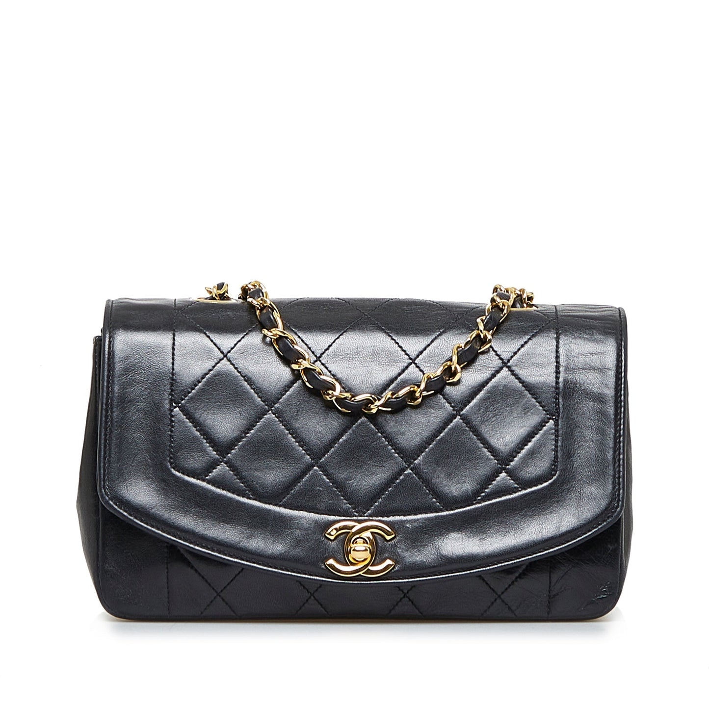 Luxury Chanel Diana Medium Black Lambskin Gold