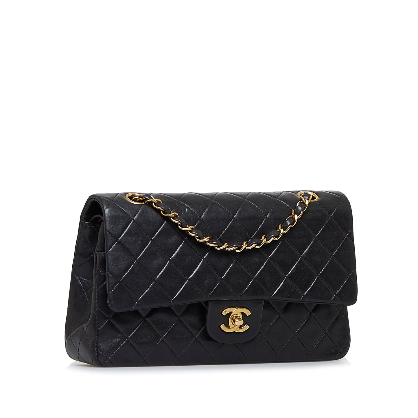 Luxury Chanel Classic Double Flap Medium Black Lambskin Gold