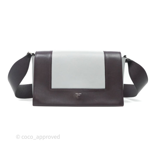 Celine Medium Frame Bag Burgundy / Pearl Blue Calfskin Silver Hardware