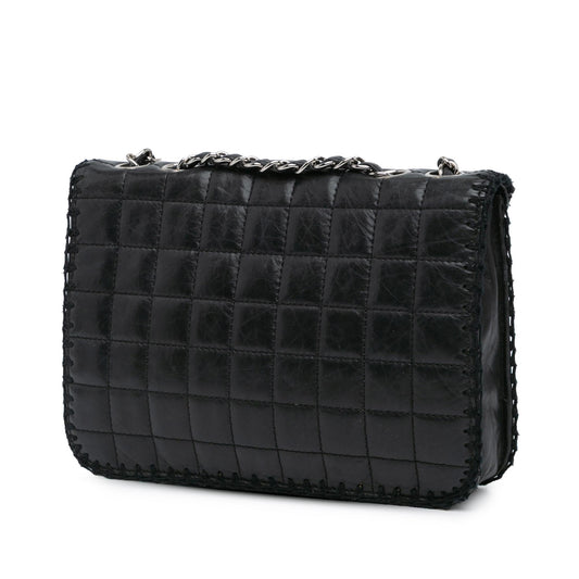 Chanel Aged Calfskin Whipstitch Chocolate Bar Mademoiselle Flap