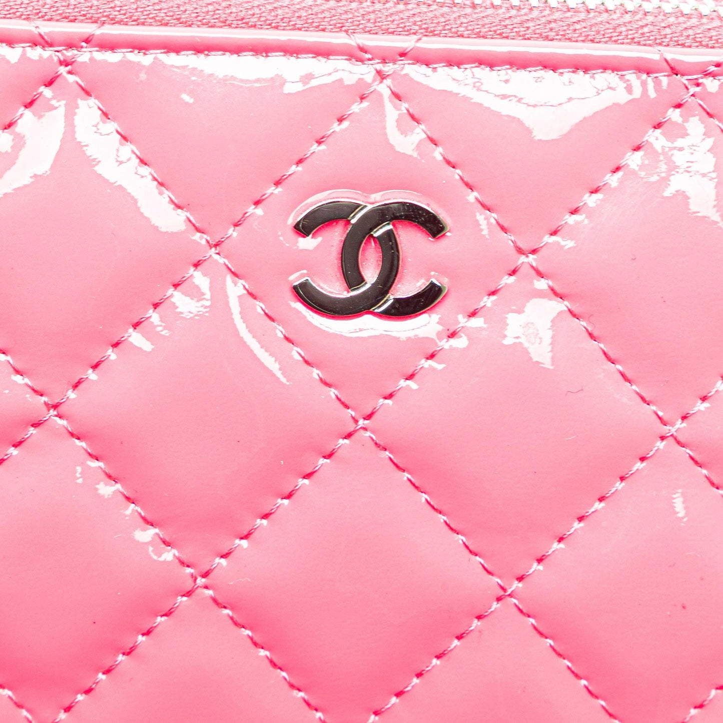 Chanel Bicolor Patent Double Zip Wallet on Chain