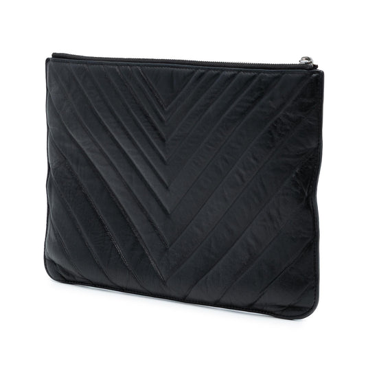 Chanel CC Chevron Calfskin Clutch