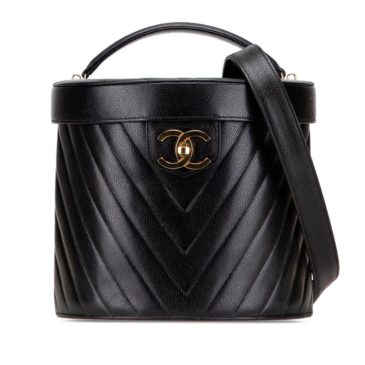 Chanel CC Chevron Caviar Turnlock Vanity Bag