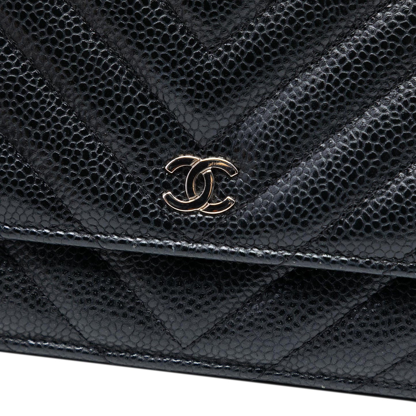 Chanel CC Chevron Caviar Wallet On Chain