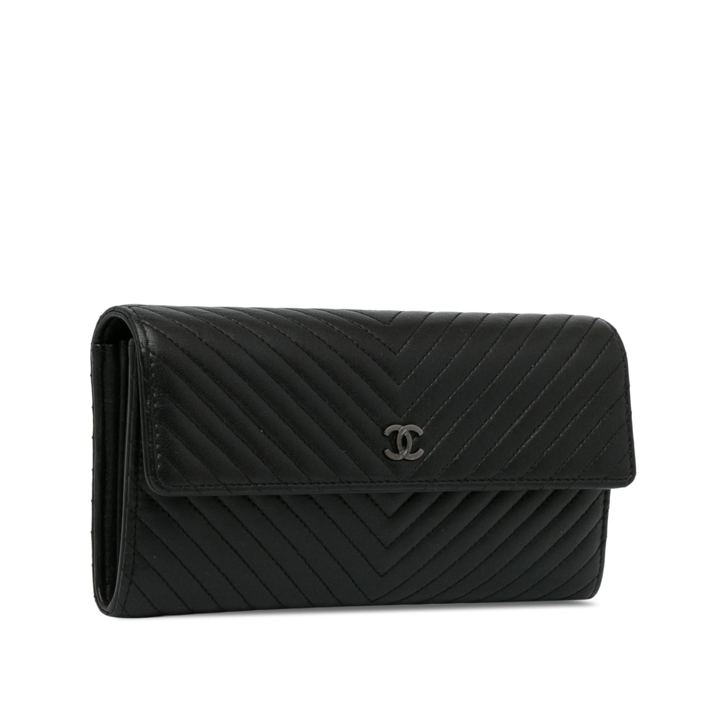 Chanel CC Chevron Lambskin Long Wallet (SHG-GJrUFh)