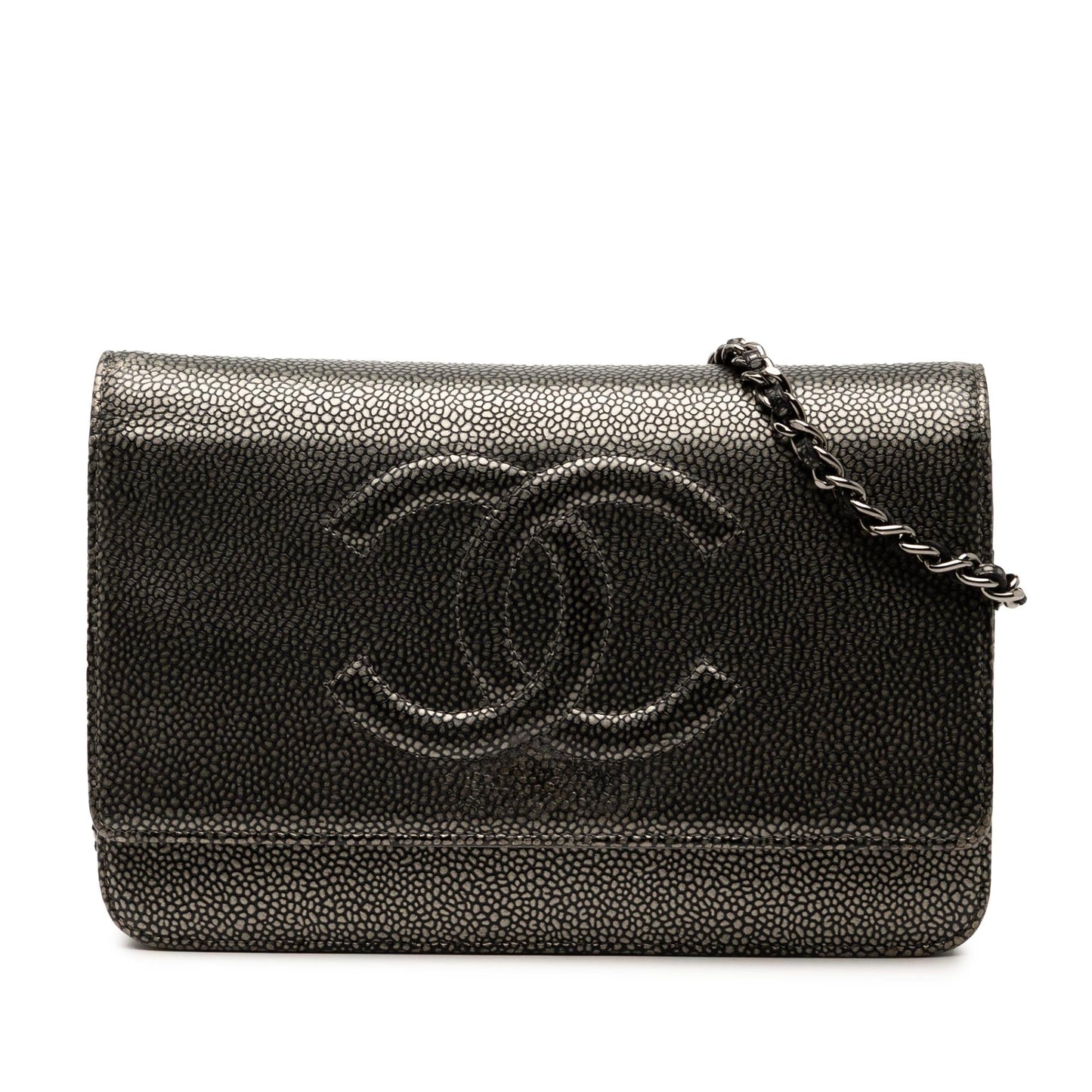 Chanel CC Metallic Caviar Wallet on Chain