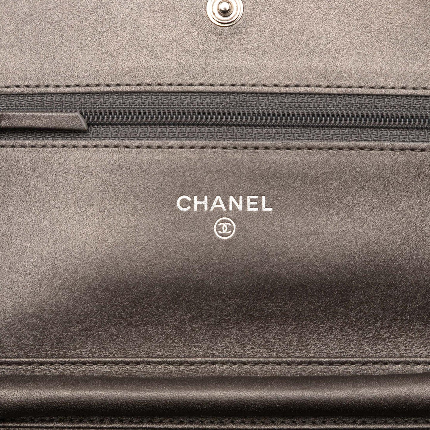 Chanel CC Metallic Caviar Wallet on Chain