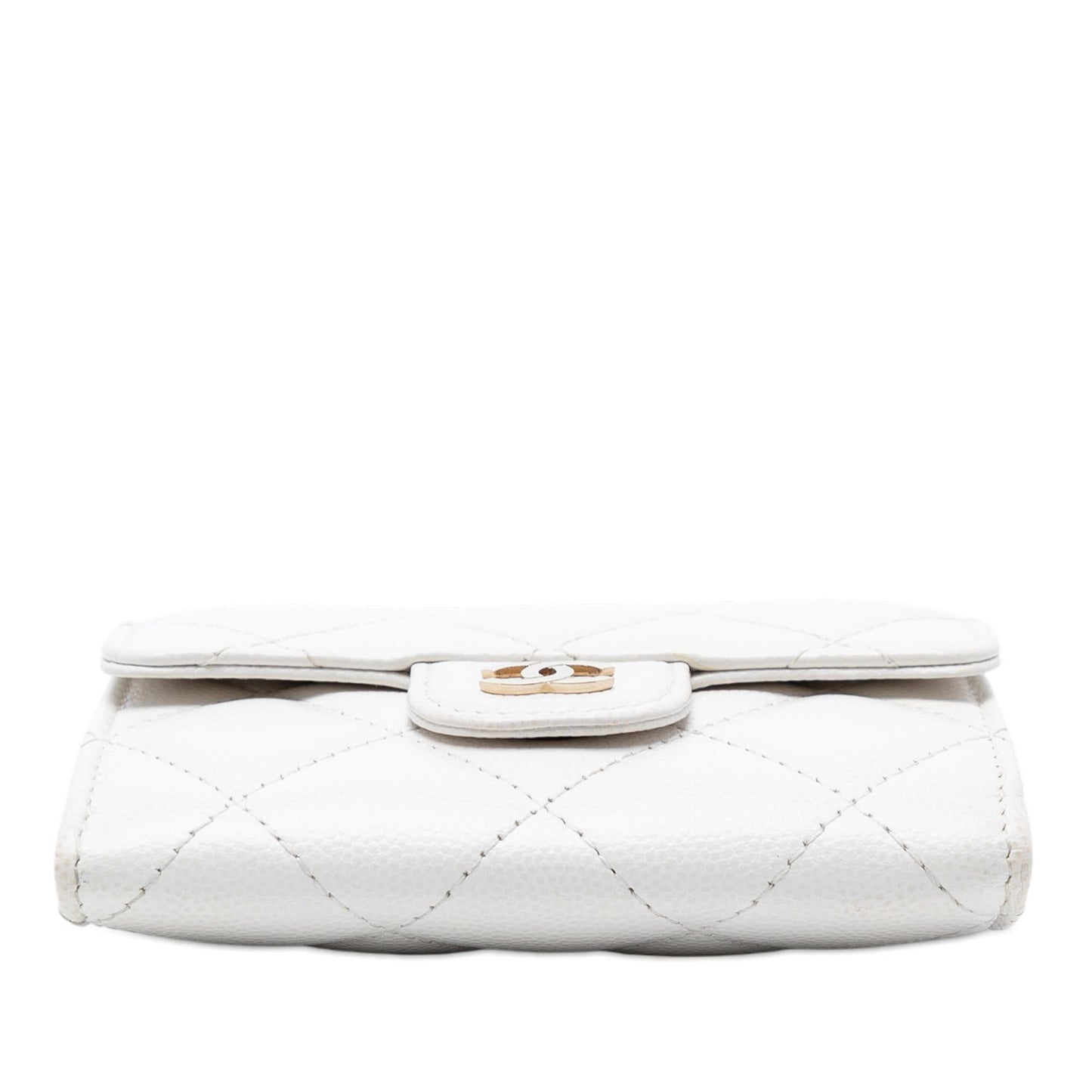 Chanel CC Quilted Caviar Flap Card Holder with Chain