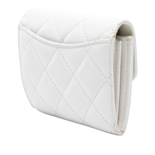 Chanel CC Quilted Caviar Flap Card Holder with Chain