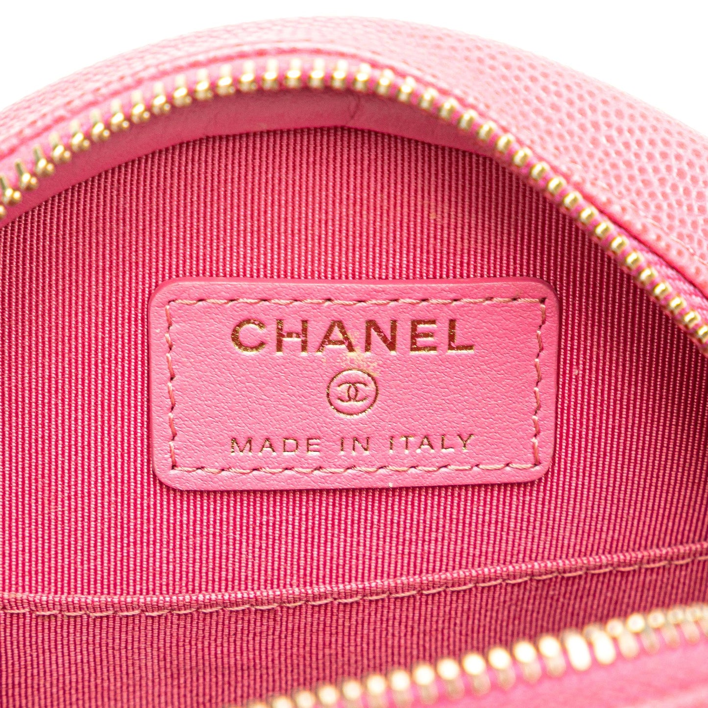 Chanel CC Quilted Caviar Round Clutch With Chain
