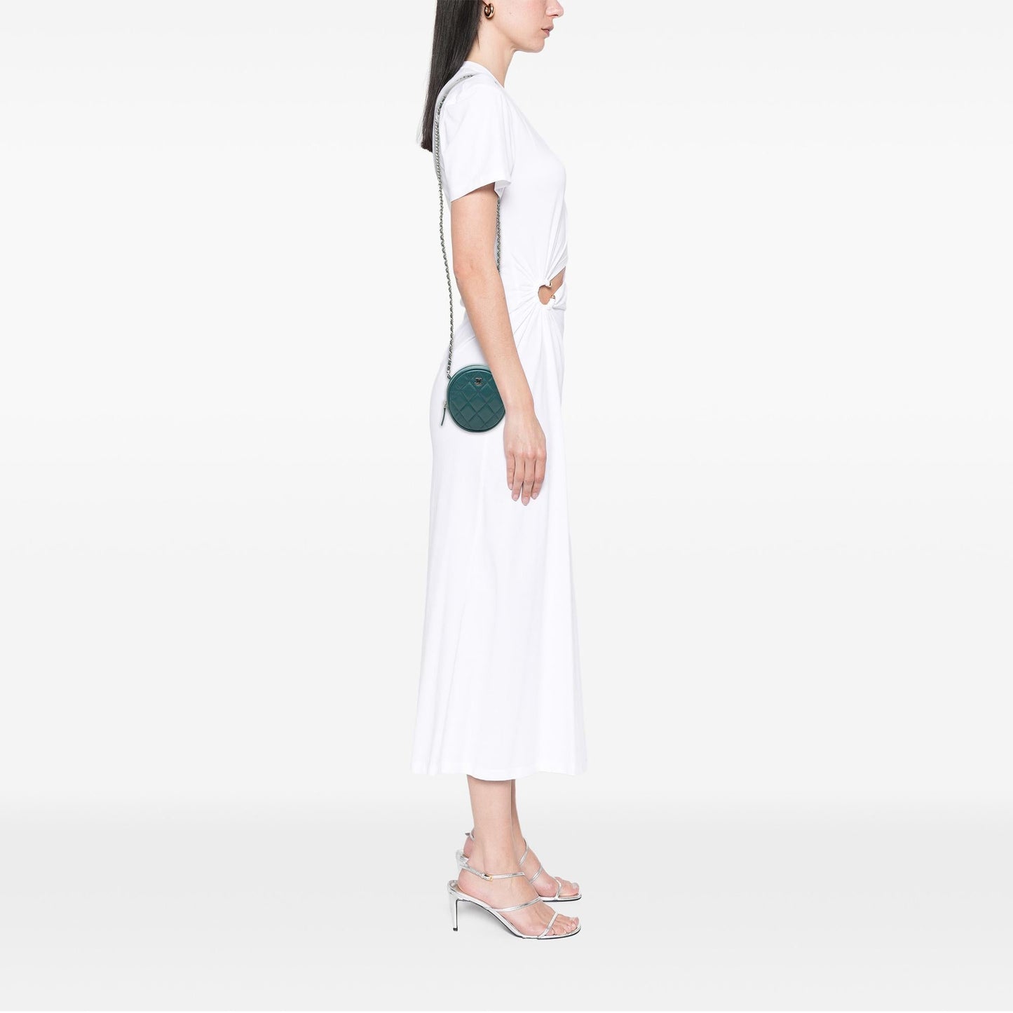 Chanel CC Quilted Caviar Round Clutch With Chain