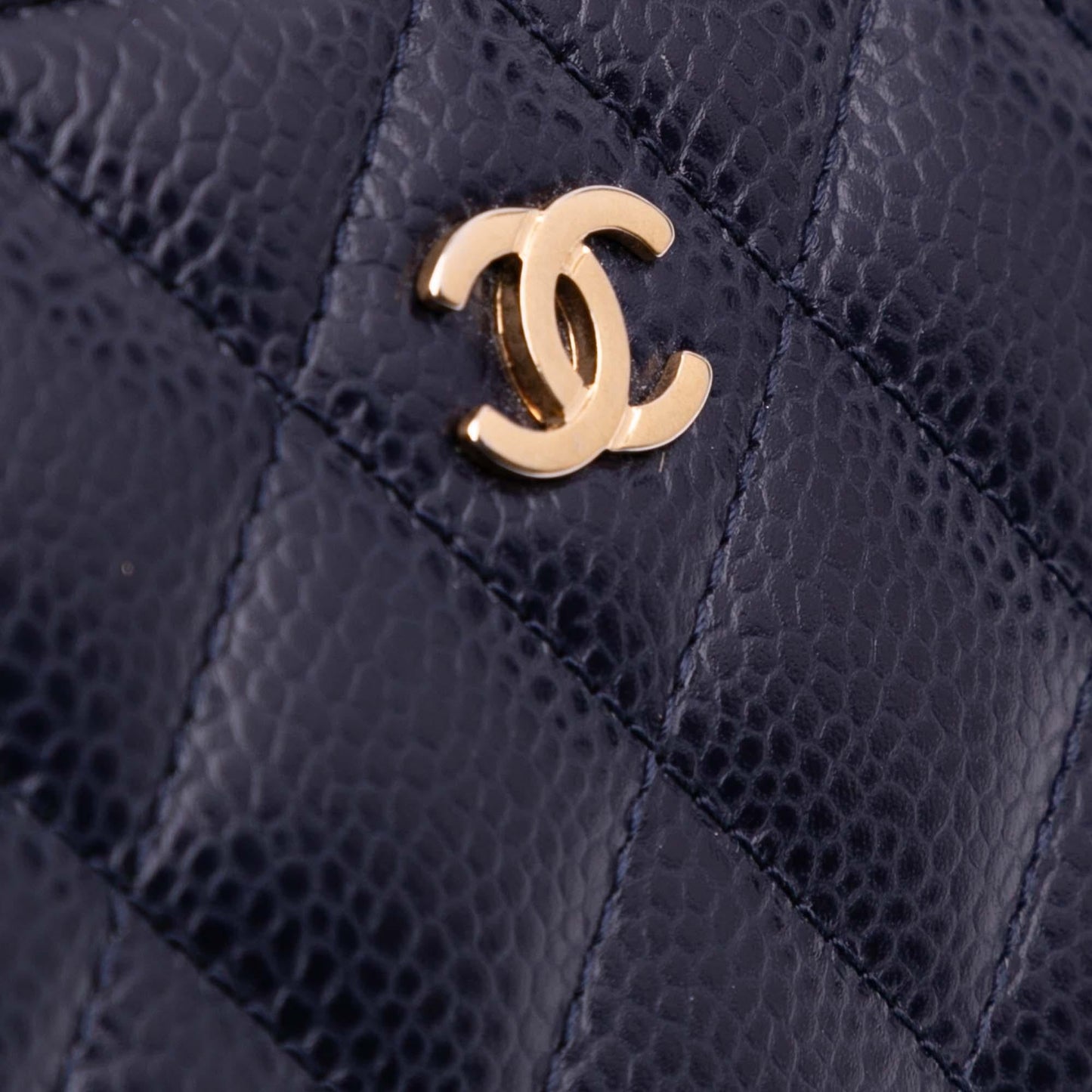 Chanel CC Quilted Caviar Zip Around Long Wallet