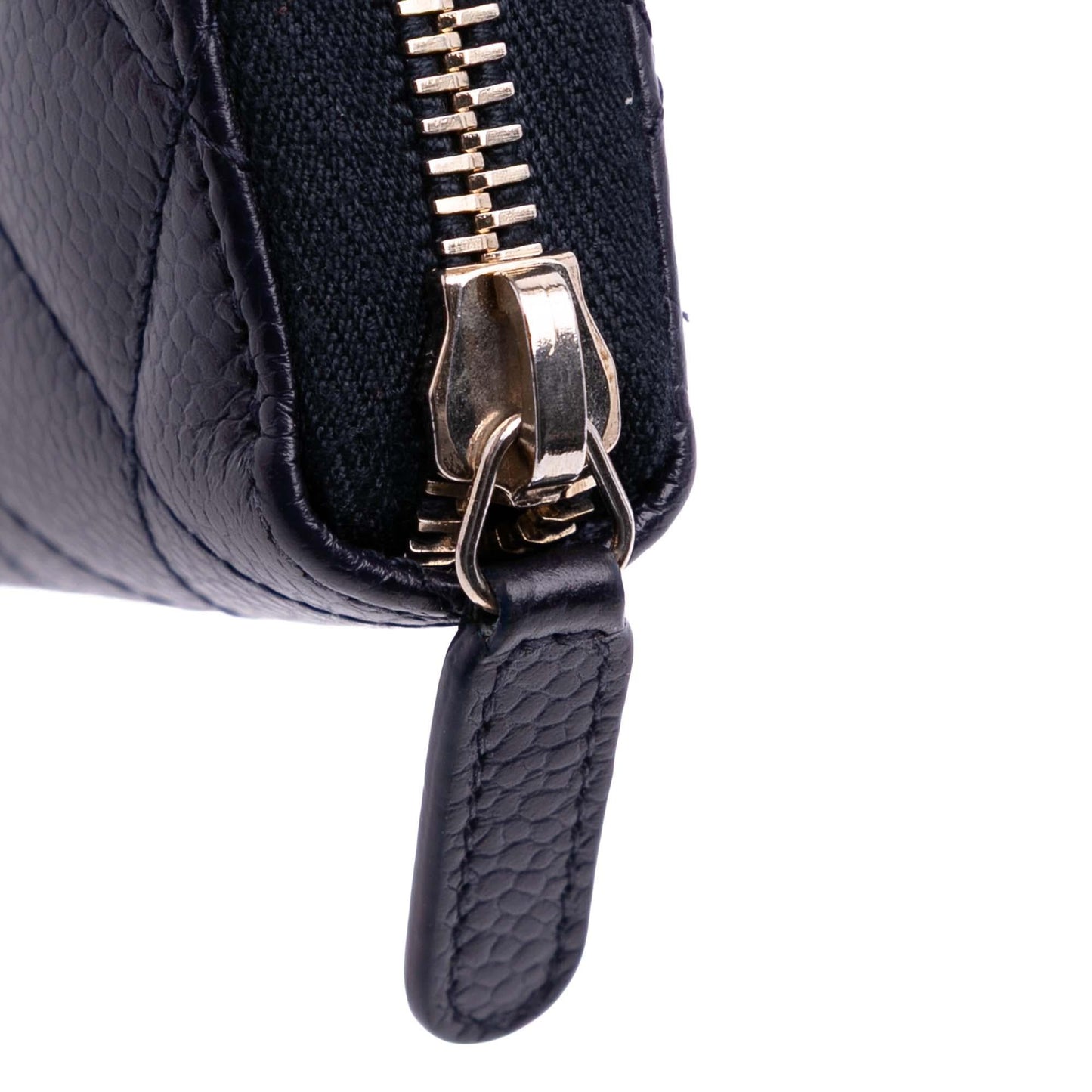 Chanel CC Quilted Caviar Zip Around Long Wallet