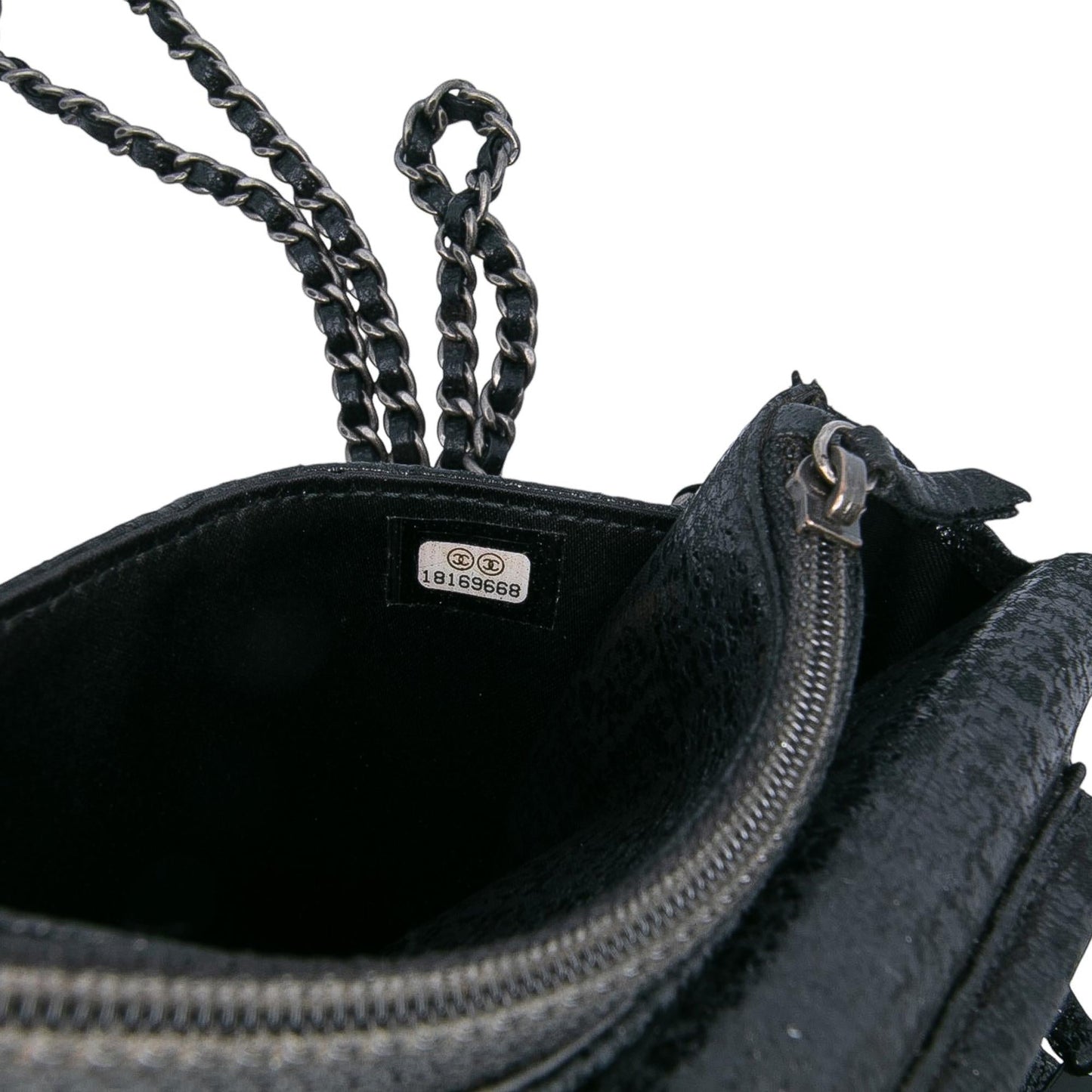 Chanel CC Quilted Crinkled Calfskin Wallet On Chain