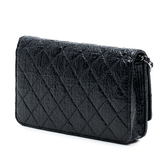 Chanel CC Quilted Crinkled Patent Wallet On Chain