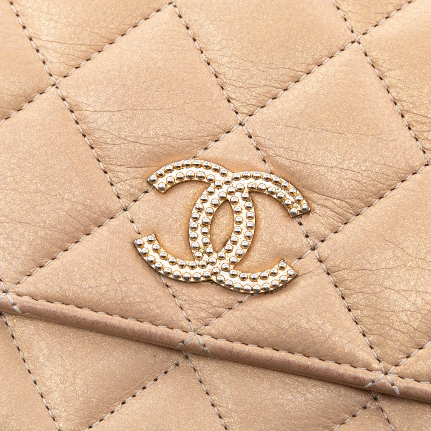 Chanel CC Quilted Iridescent Lambskin Coin Charm Wallet on Chain