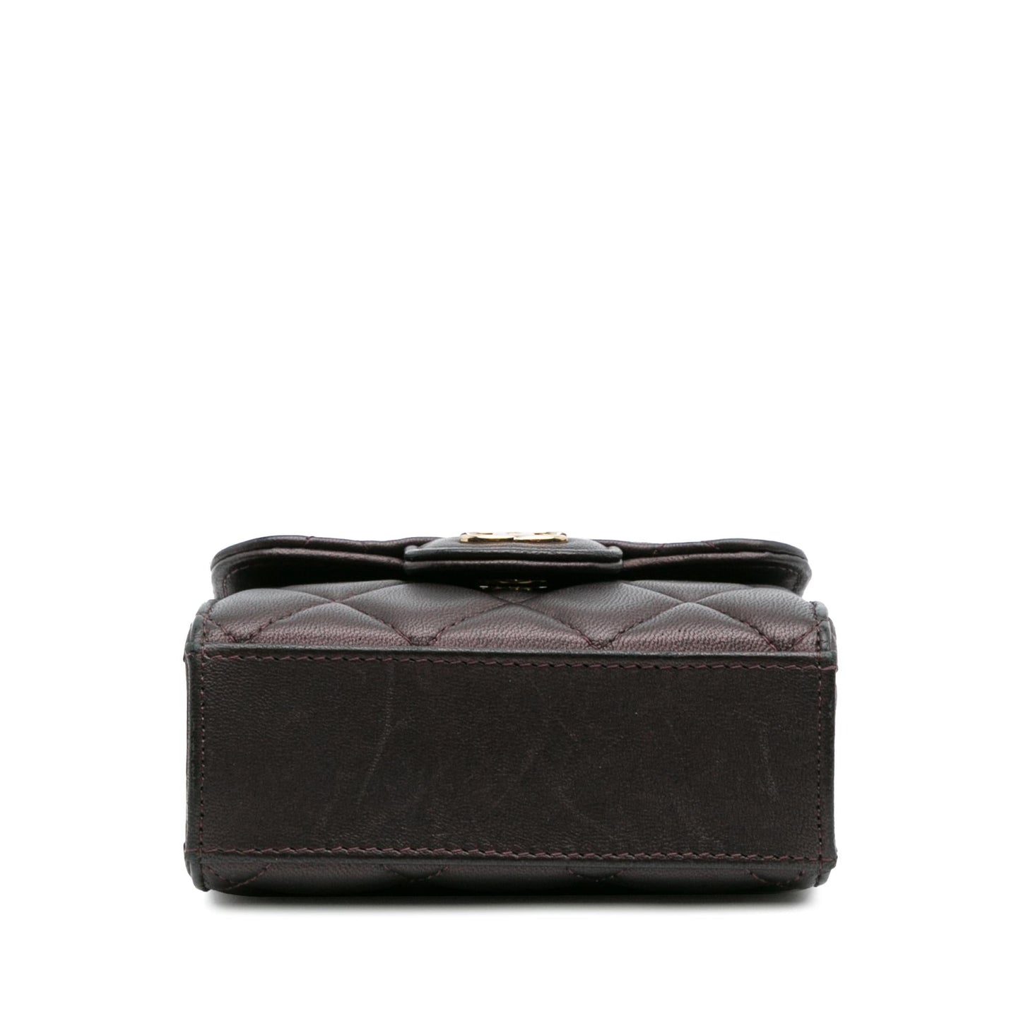 Chanel CC Quilted Iridescent Lambskin Top Handle Flap Clutch With Chain