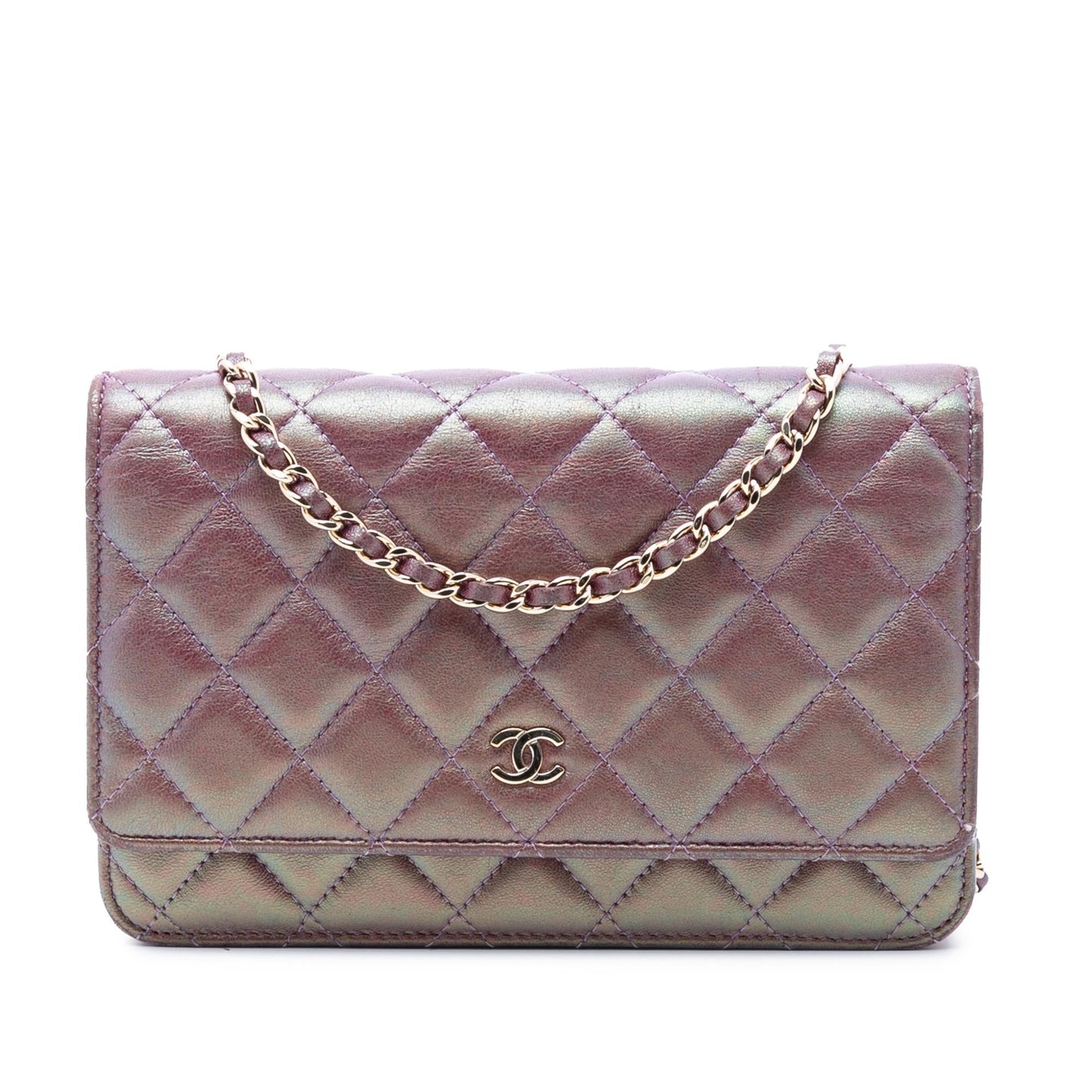 Chanel CC Quilted Iridescent Lambskin Wallet on Chain