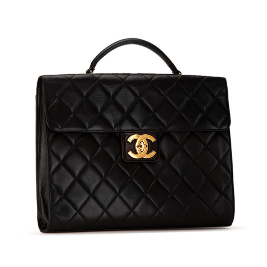 Chanel CC Quilted Lambskin Flap Briefcase (SHG-q0A6fi)