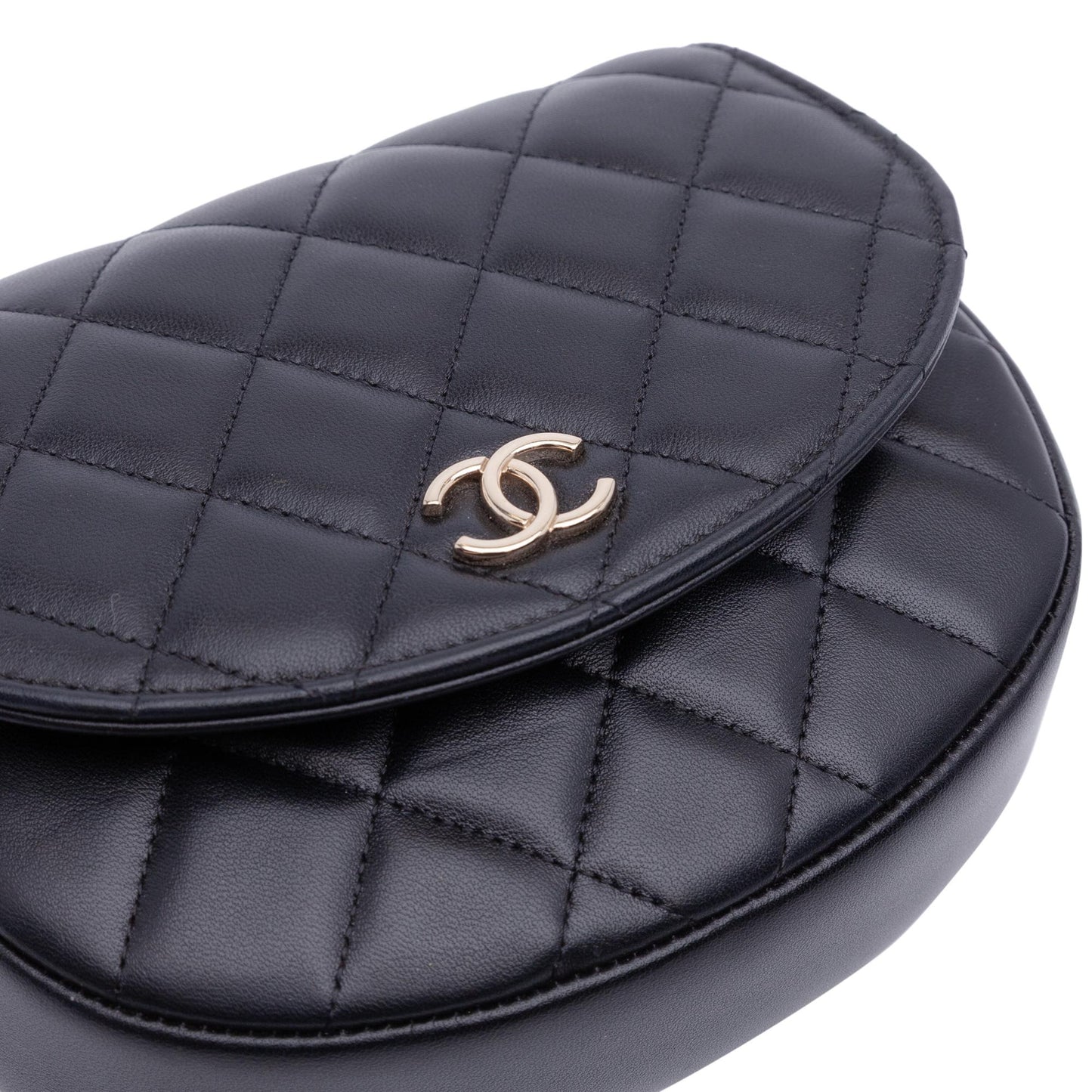 Chanel CC Quilted Lambskin Half Moon Top Handle Flap