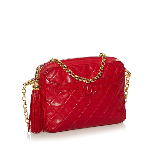 Chanel CC Quilted Lambskin Tassel Crossbody Bag (SHG-4oL2JE)