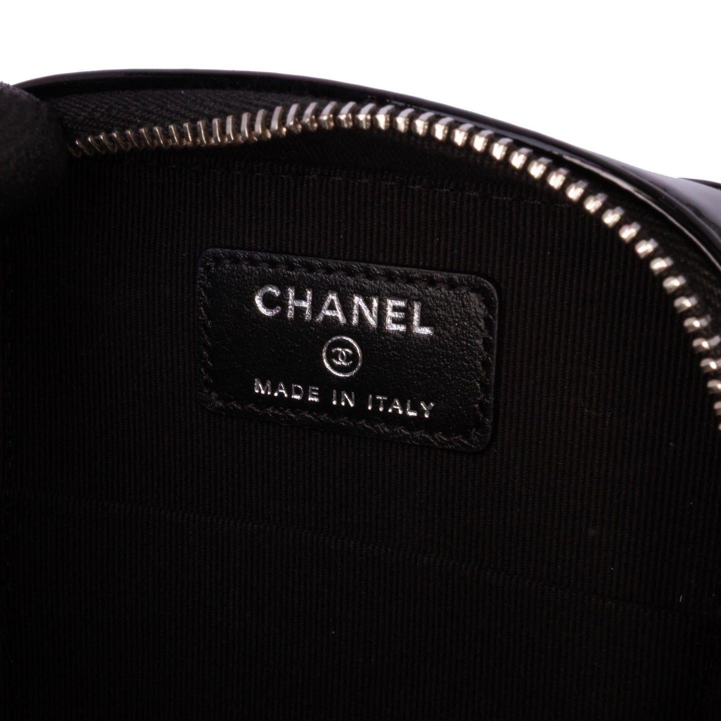 Chanel CC Quilted Patent Diamond Resin Clutch With Chain