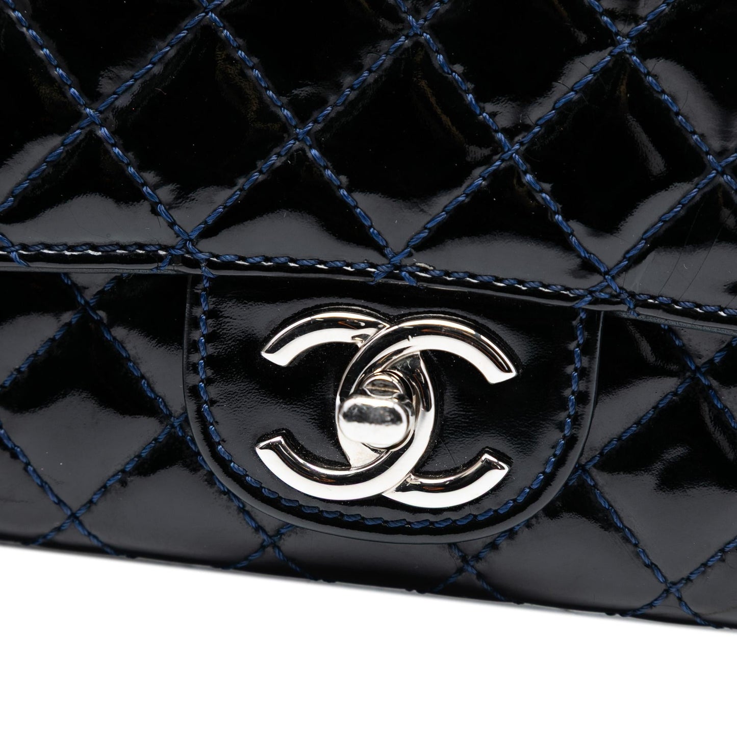 Chanel CC Quilted Patent East West Wallet On Chain
