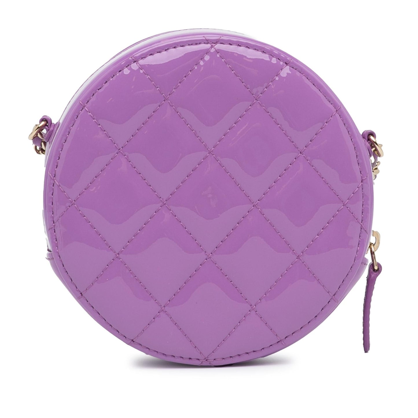 Luxury Chanel CC Quilted Patent Round Clutch With Chain (SHG-g7ORNQ)