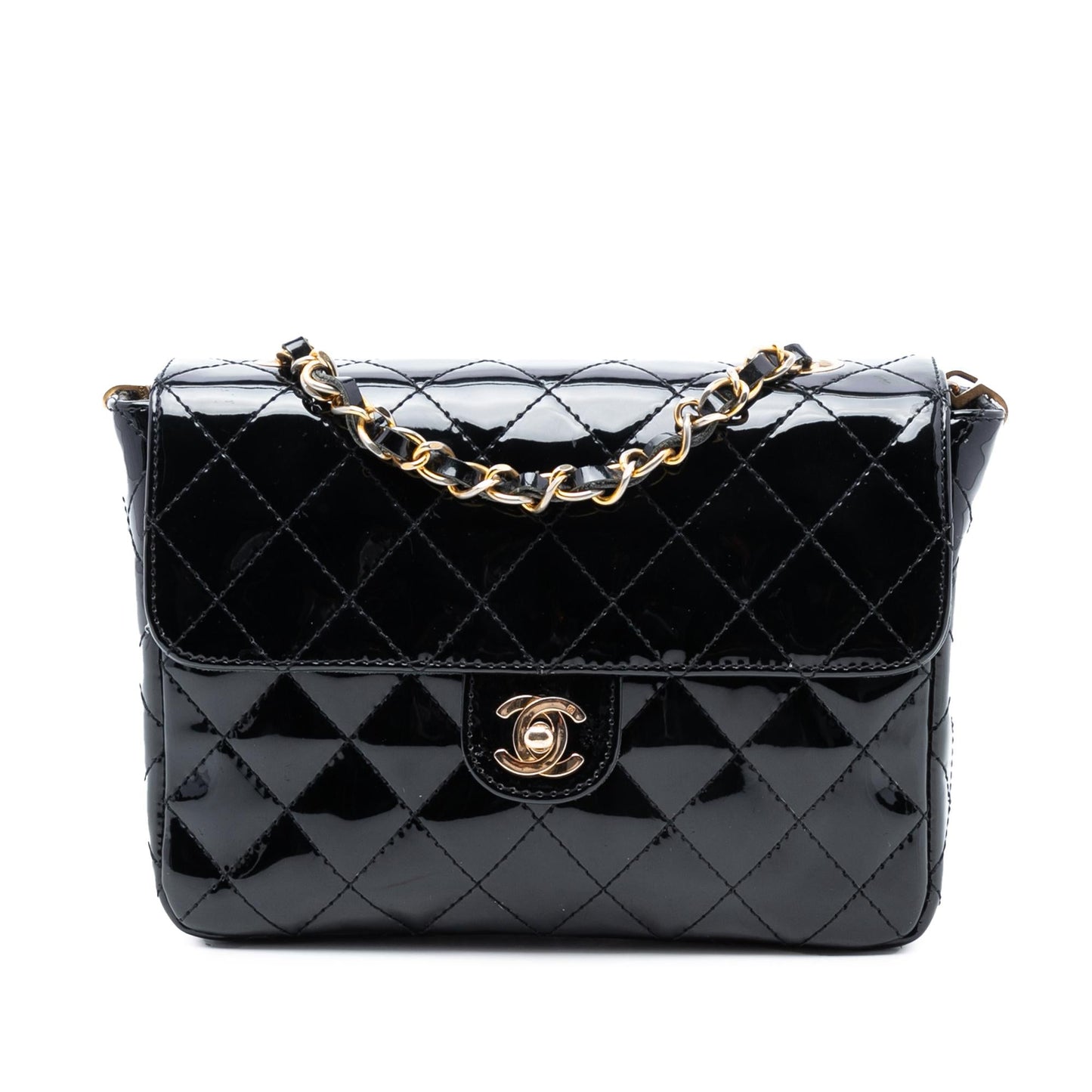 Chanel CC Quilted Patent Straight Single Flap