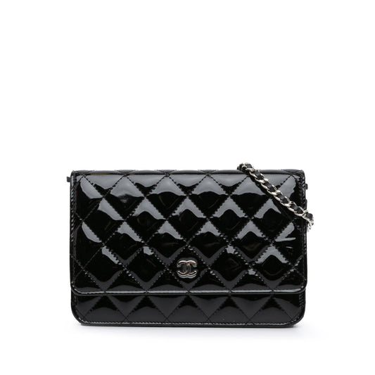 Chanel CC Quilted Patent Wallet On Chain