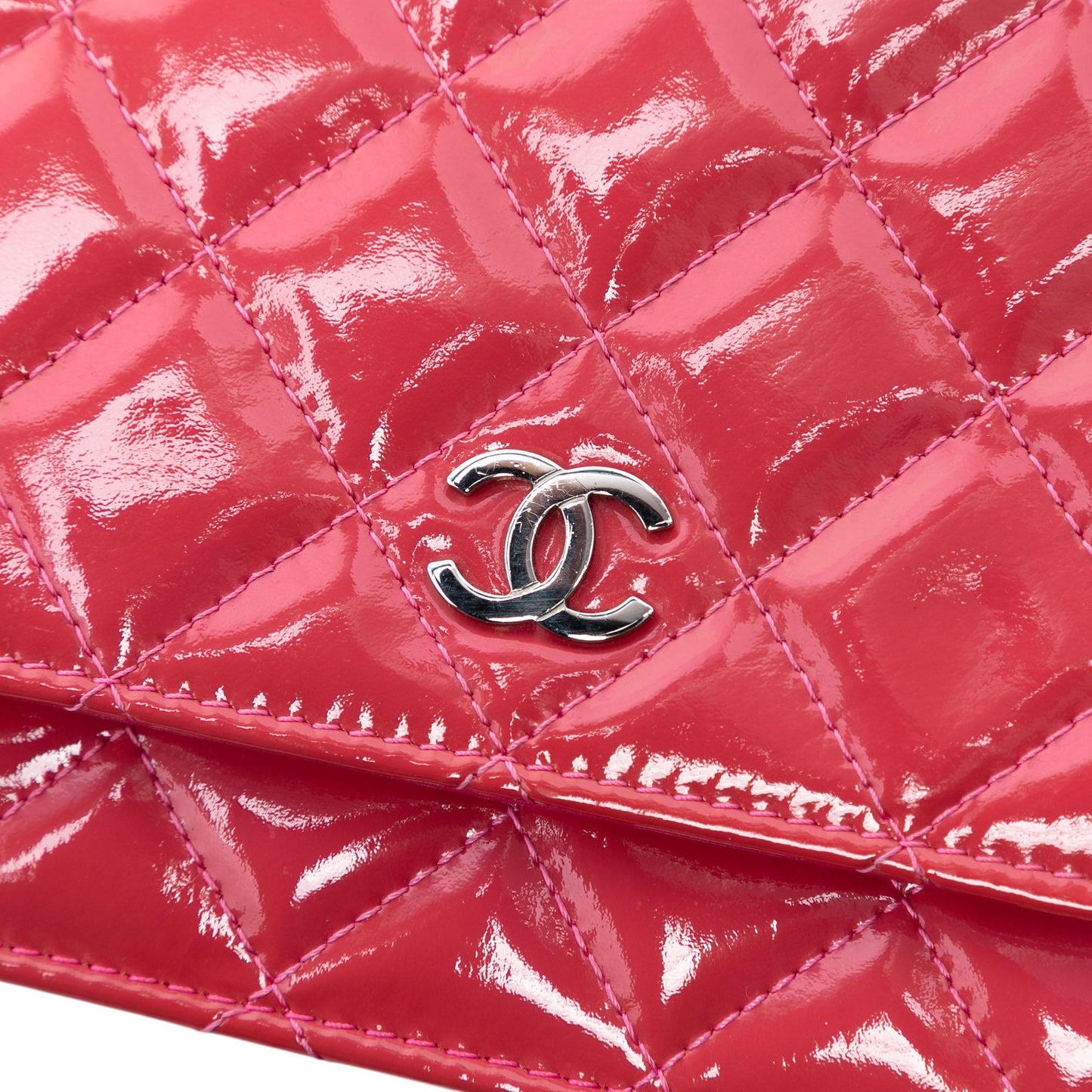 Chanel CC Quilted Patent Wallet on Chain