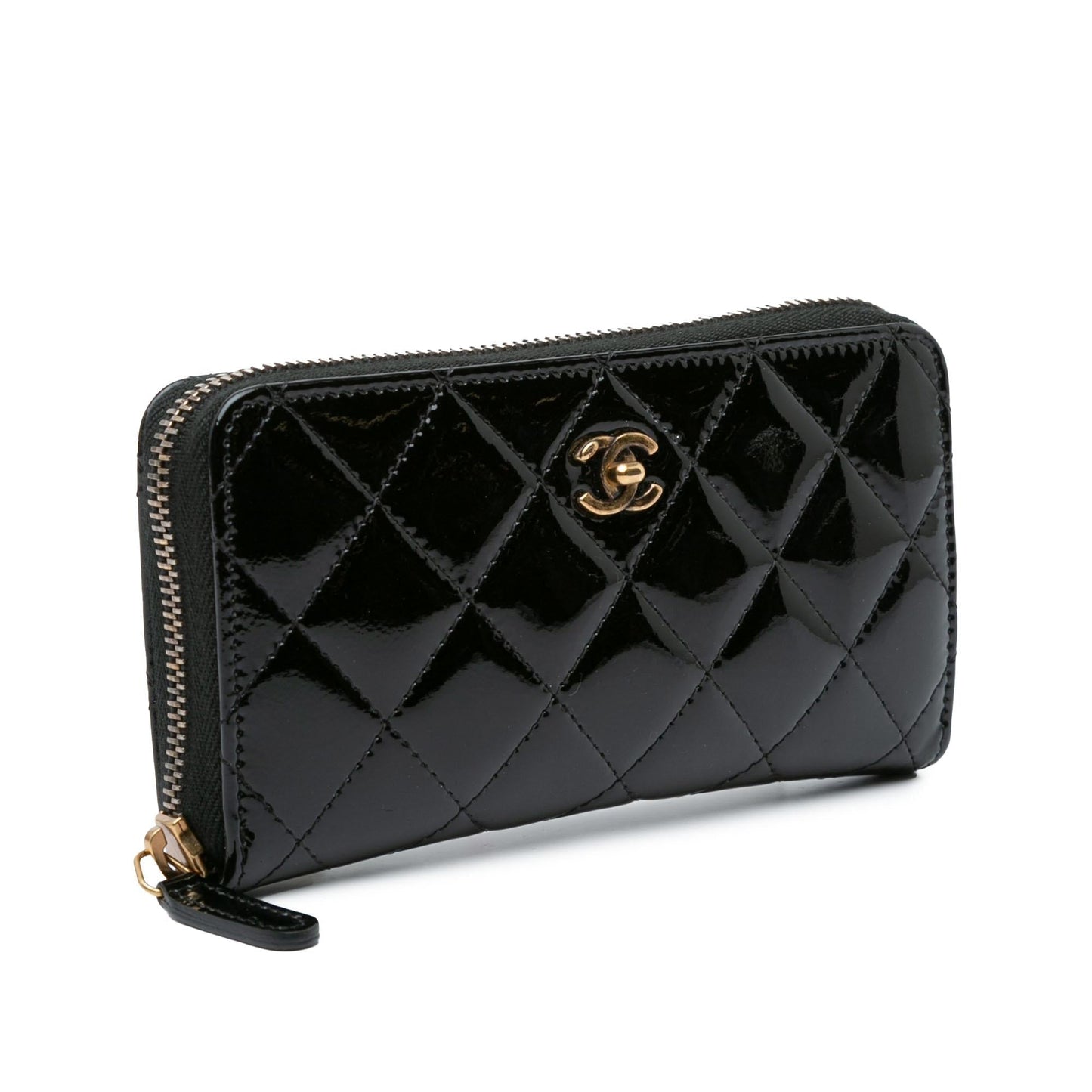 Luxury Chanel CC Quilted Patent Zip Around Long Wallet (SHG-OZKSJN)