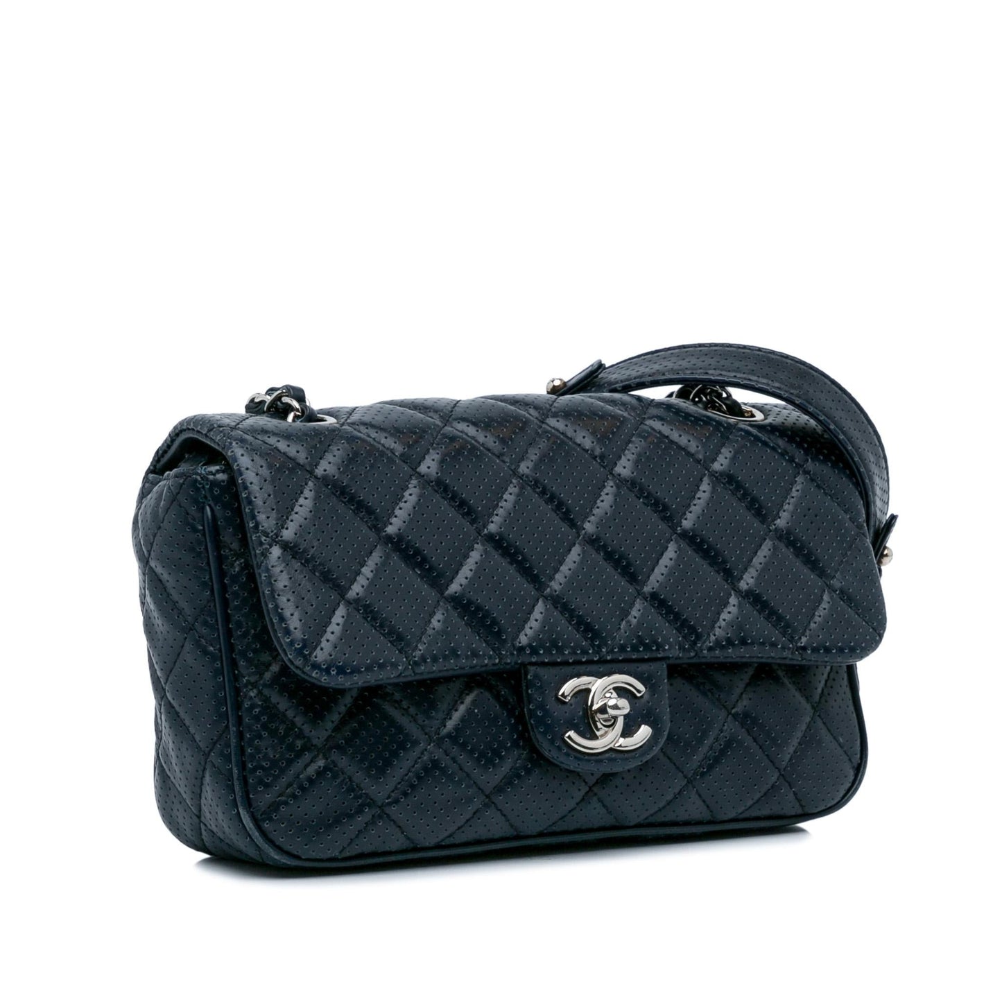 Chanel CC Quilted Perforated Lambskin Single Flap