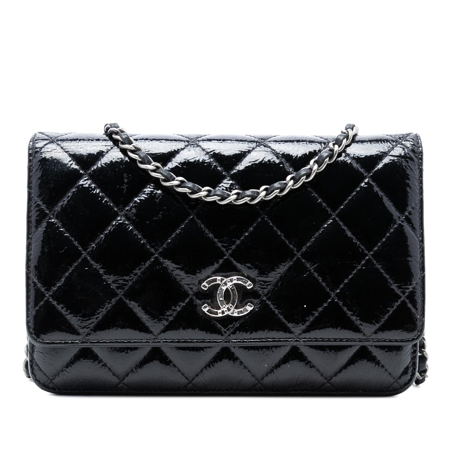 Chanel CC Quilted Shiny Aged Calfskin Wallet On Chain