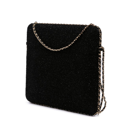 Chanel CC Tweed Chain Around Tablet Holder Crossbody