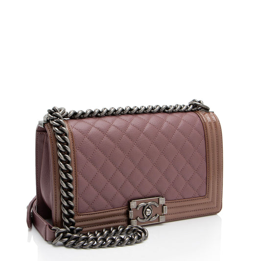 Luxury Chanel Calfskin Patent Old Medium Boy Bag (SHF-cHTh8E)