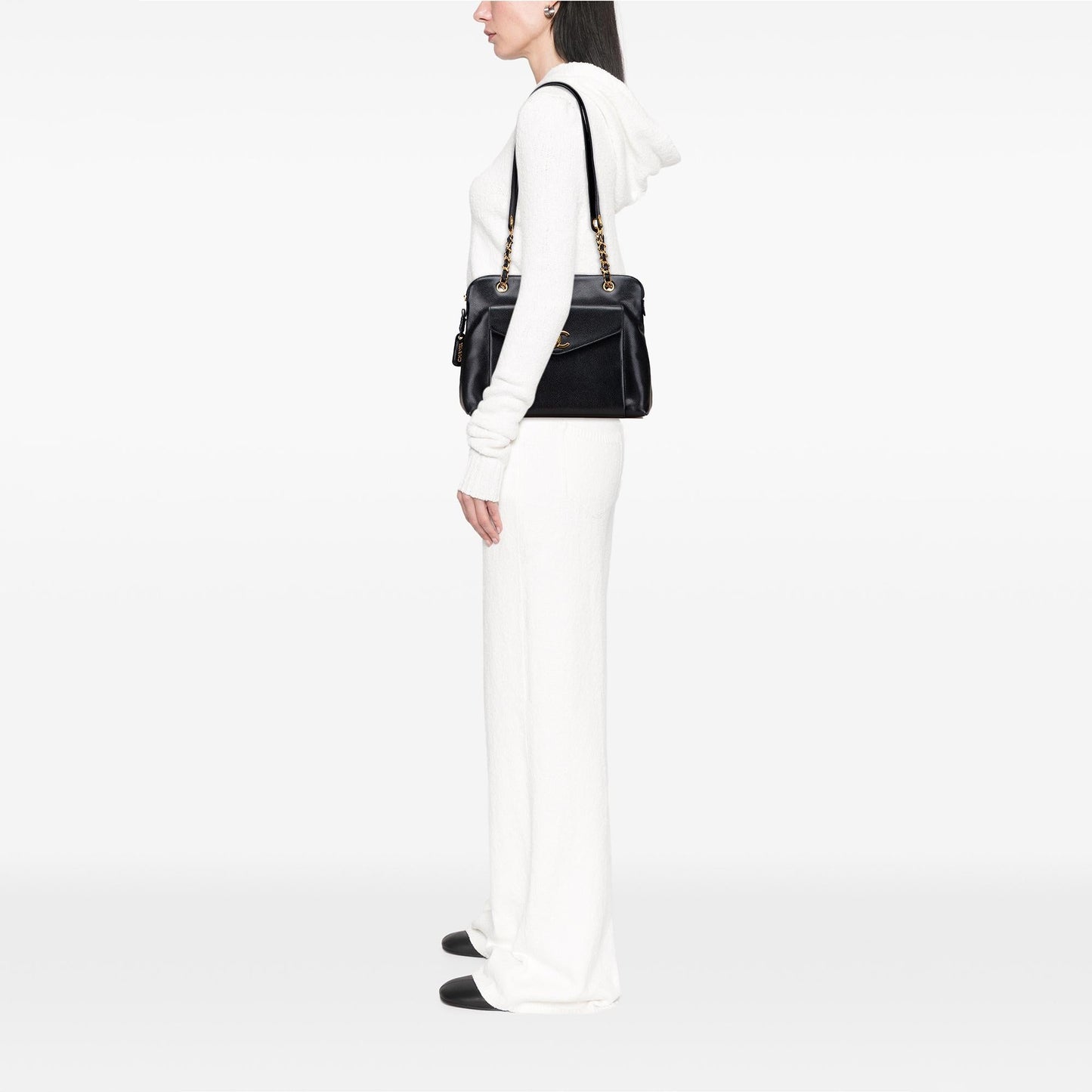 Chanel Caviar Front Pocket Chain Tote