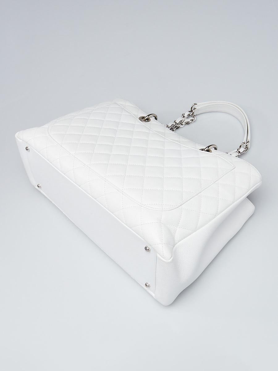 Luxury Chanel White Quilted Caviar Grand Shopper Tote GST