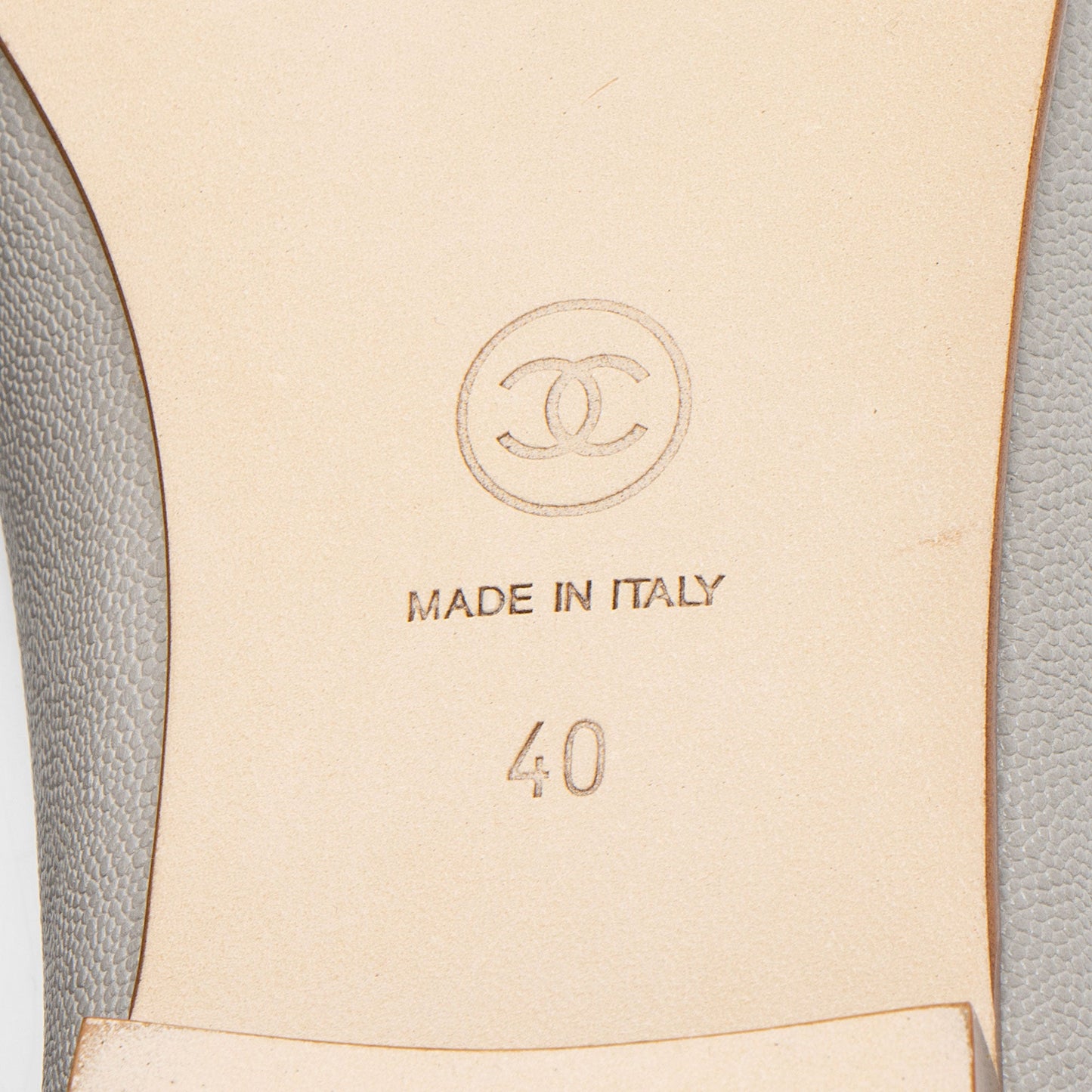 Chanel Caviar Leather CC Cap Toe Ballet Flats - Size 10 / 40