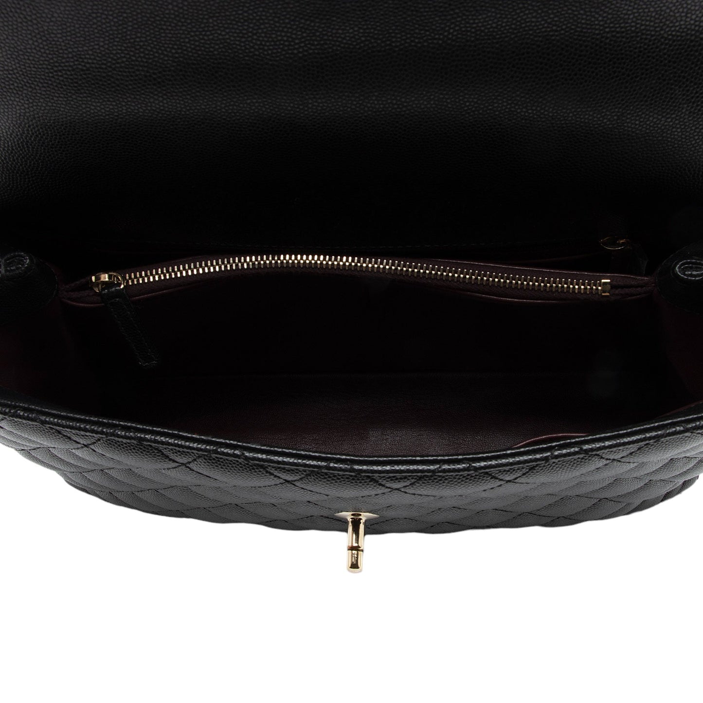 Chanel Caviar Leather Coco Top Handle Medium Flap Bag (SHF-xxvlCu)