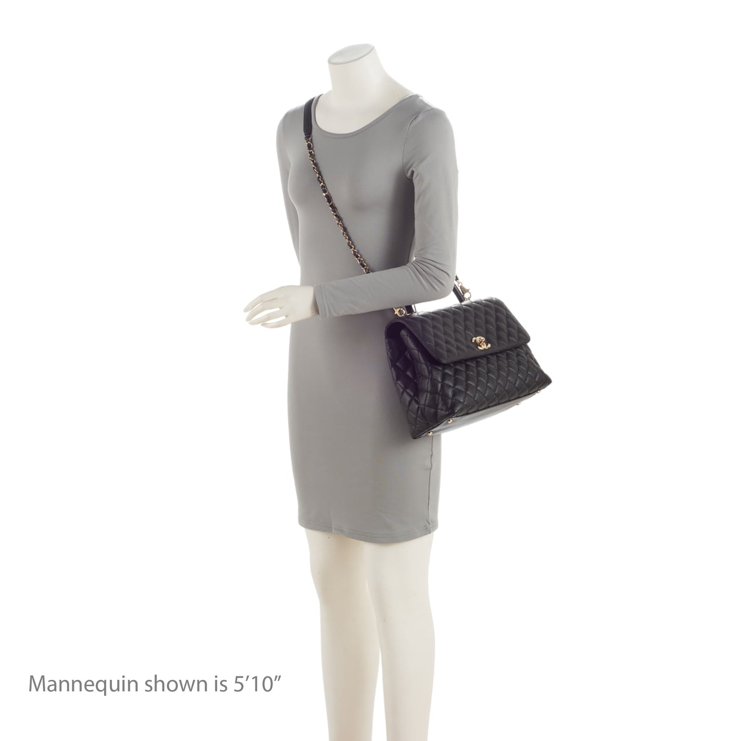 Chanel Caviar Leather Coco Top Handle Medium Flap Bag (SHF-xxvlCu)