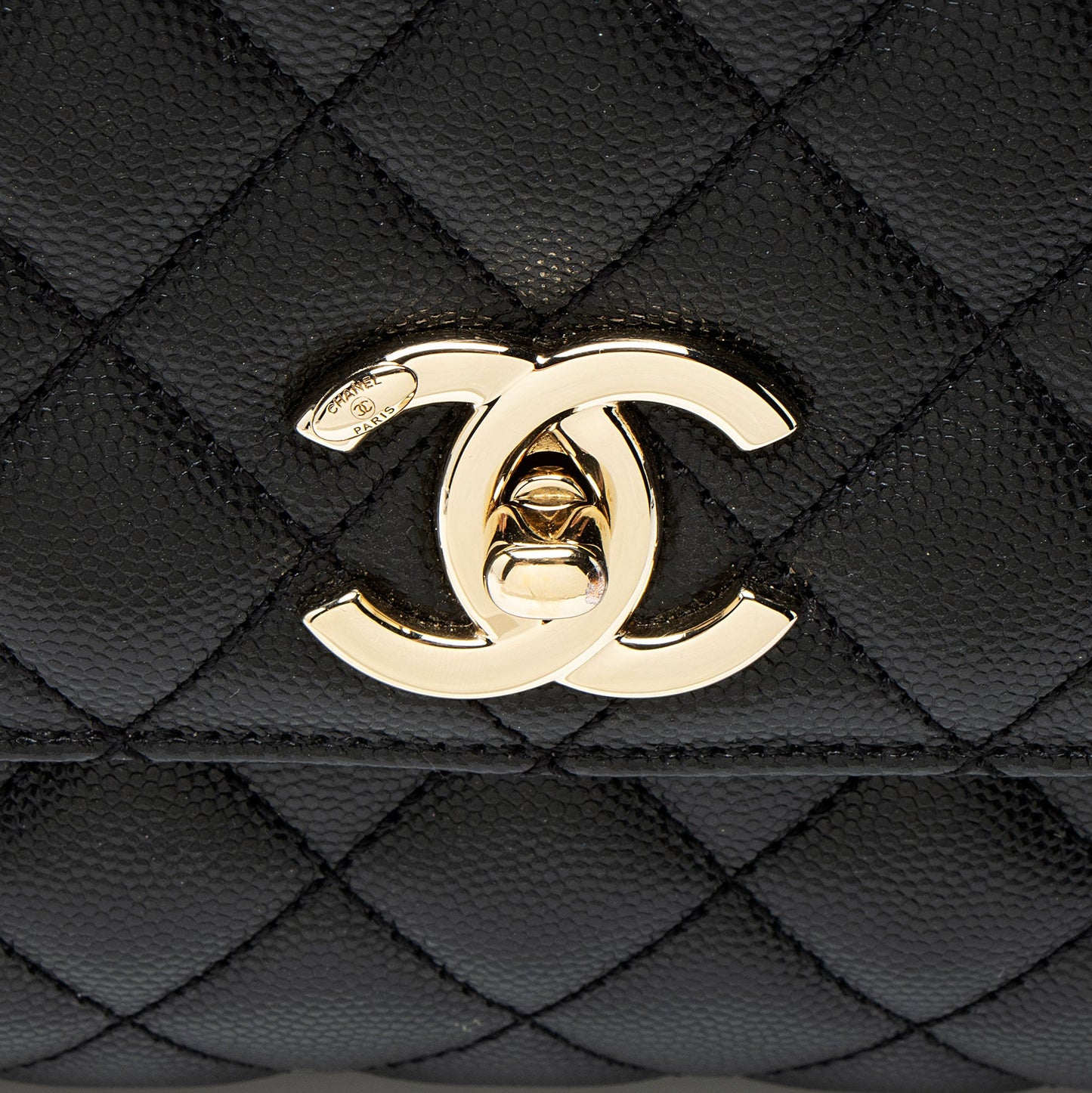 Chanel Caviar Leather Coco Top Handle Small Flap Bag