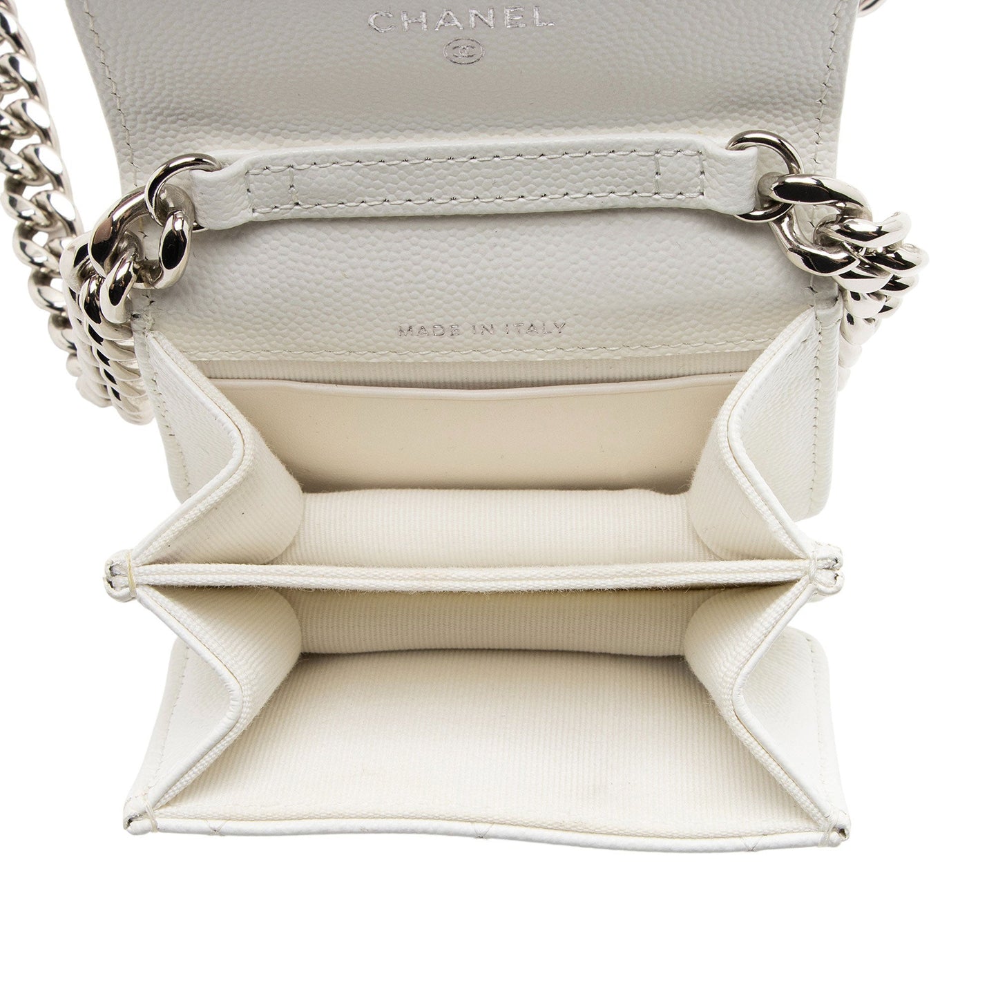 Chanel Caviar Leather Enamel Coco Clutch on Chain