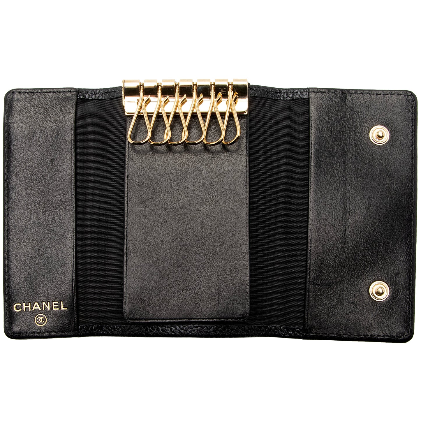 Chanel Caviar Leather Timeless CC 6 Key Holder (SHF-Fyokbl)