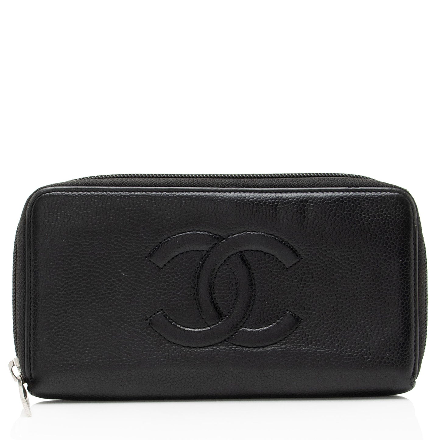 Chanel Caviar Leather Timeless Zip Around Wallet